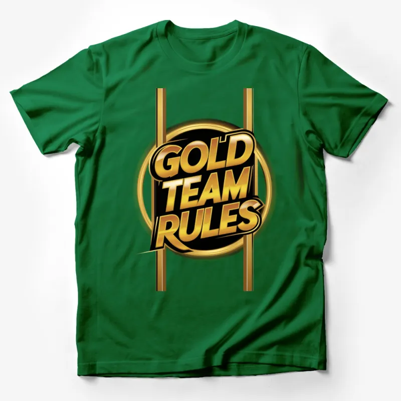 Gold Team Rules Bold Text Graphic T-Shirt, Black and Yellow Stylish Design, Casual and Trendy Tee Male T-Shirt