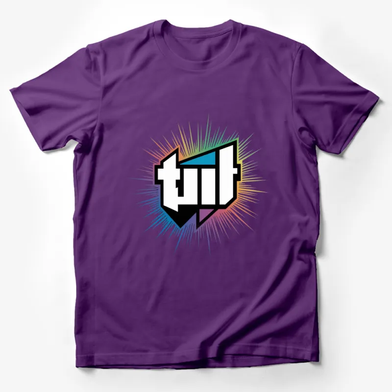 Colorful Abstract Logo Graphic T-Shirt, Unisex Fashion Tee, Vibrant Casual Wear, Unique Design Top Male T-Shirt