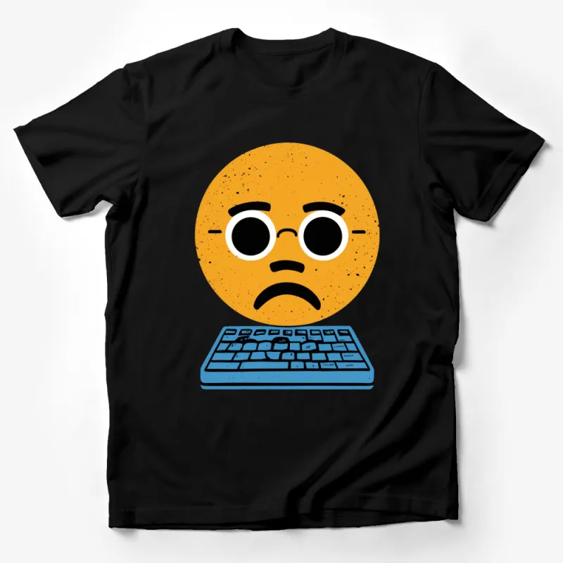 Funny Sad Emoji Face T-Shirt, Yellow Cartoon Graphic, Unisex Casual Wear, Gift for Him and Her Male T-Shirt