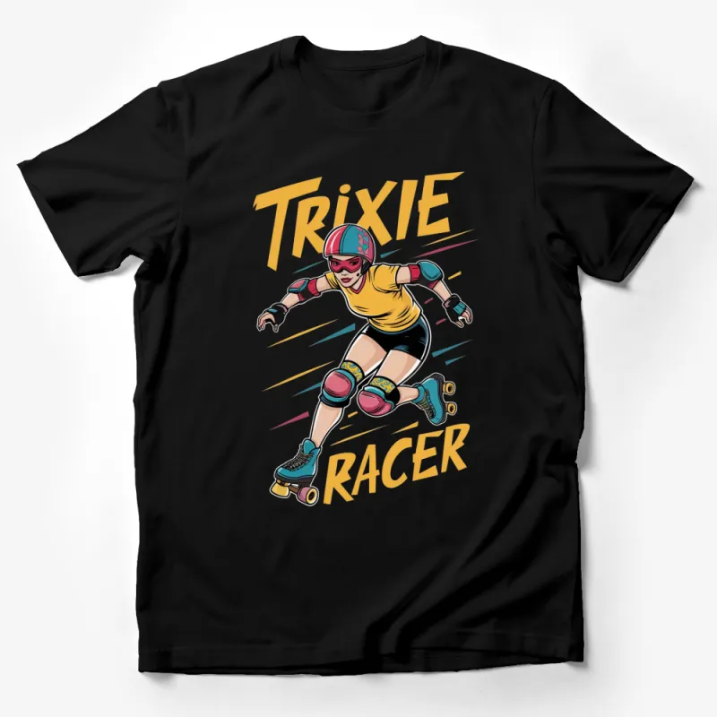 Vintage Trixie Racer T-Shirt, Retro Roller Skating Graphic Tee, Women's Fun Sporty Casual Top Male T-Shirt