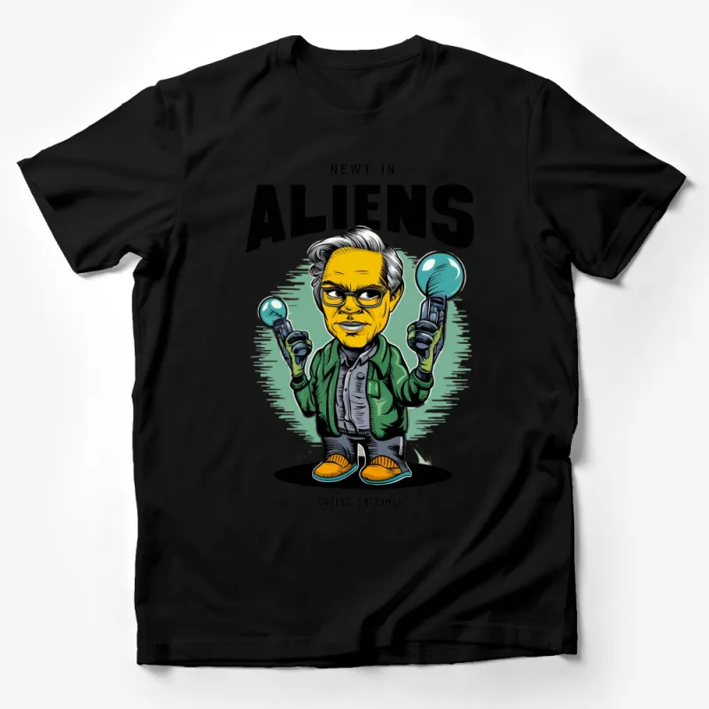 Unique Alien Graphic T-Shirt, Green Scientist Design, Fun UFO Enthusiast Gift, Unisex Tee Male T-Shirt