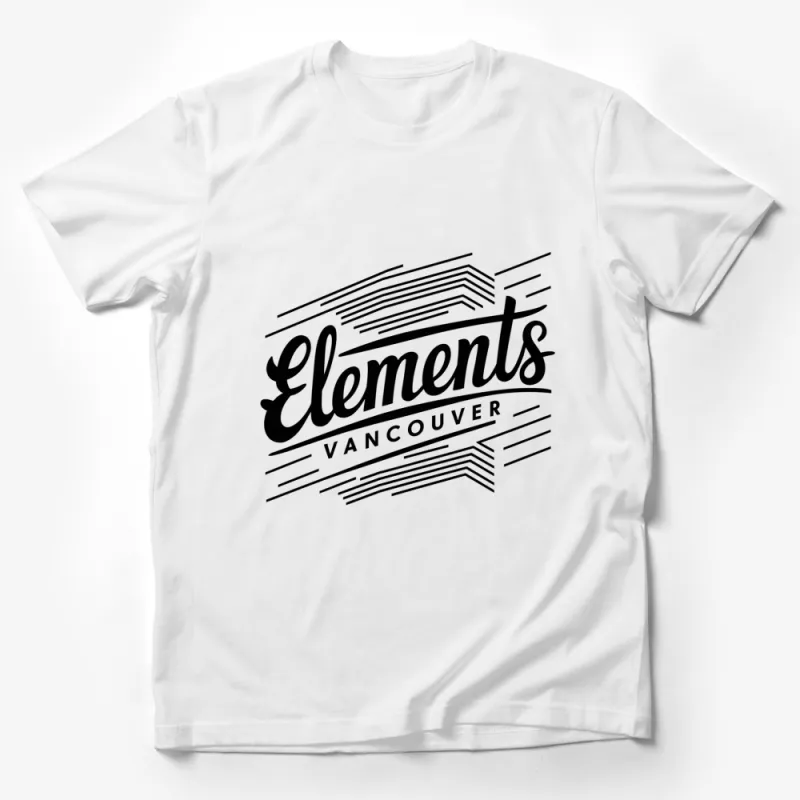 Elements Vancouver Bold Black and White Graphic T-Shirt, Urban Modern Style Tee, Casual Fashion Top Male T-Shirt