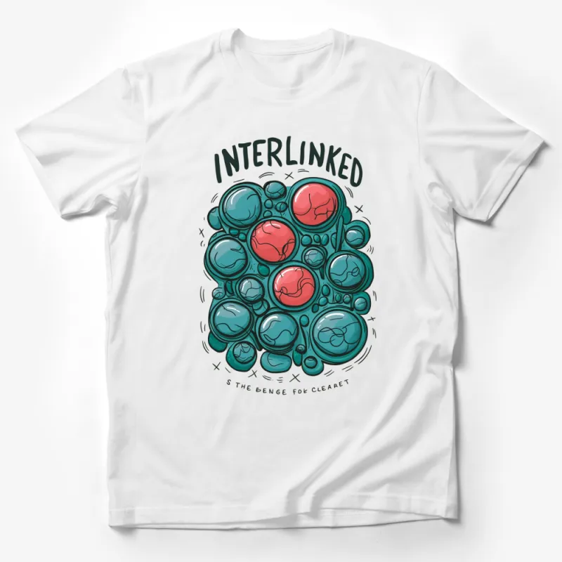 Abstract Bubble Design T-Shirt, Interlinked Red and Blue Bubbles, Artistic Casual Wear Male T-Shirt