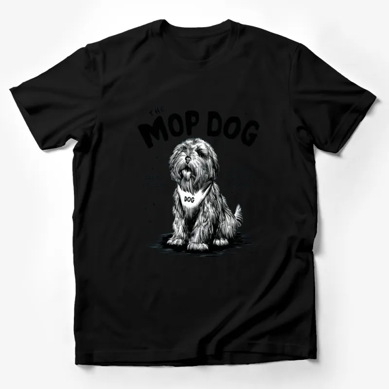 The Mop Dog T-Shirt, Funny Dog Lover Tee, Unique Pet Illustration Shirt, Unisex Graphic Tee Male T-Shirt