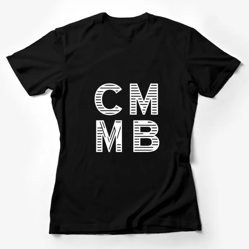 Monogram CMB Initials T-Shirt, Black and White Lettering, Unisex Adult Casual Wear Female T-Shirt