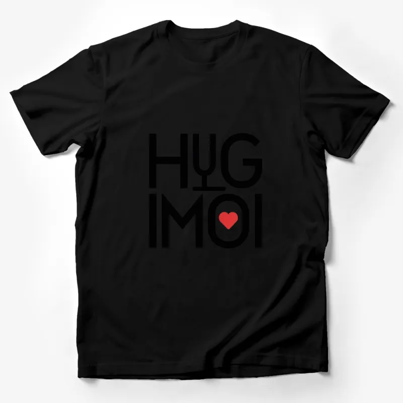 HYGIMOI Bold Graphic T-Shirt, Modern Typography Design, Heart Love Unisex Tee Male T-Shirt