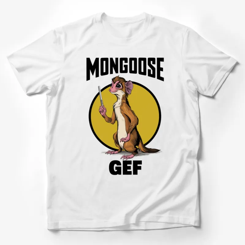 Mongoose Gef Cartoon Character T-Shirt, Unique Illustrated Animal Tee, Unisex Graphic Shirt Male T-Shirt