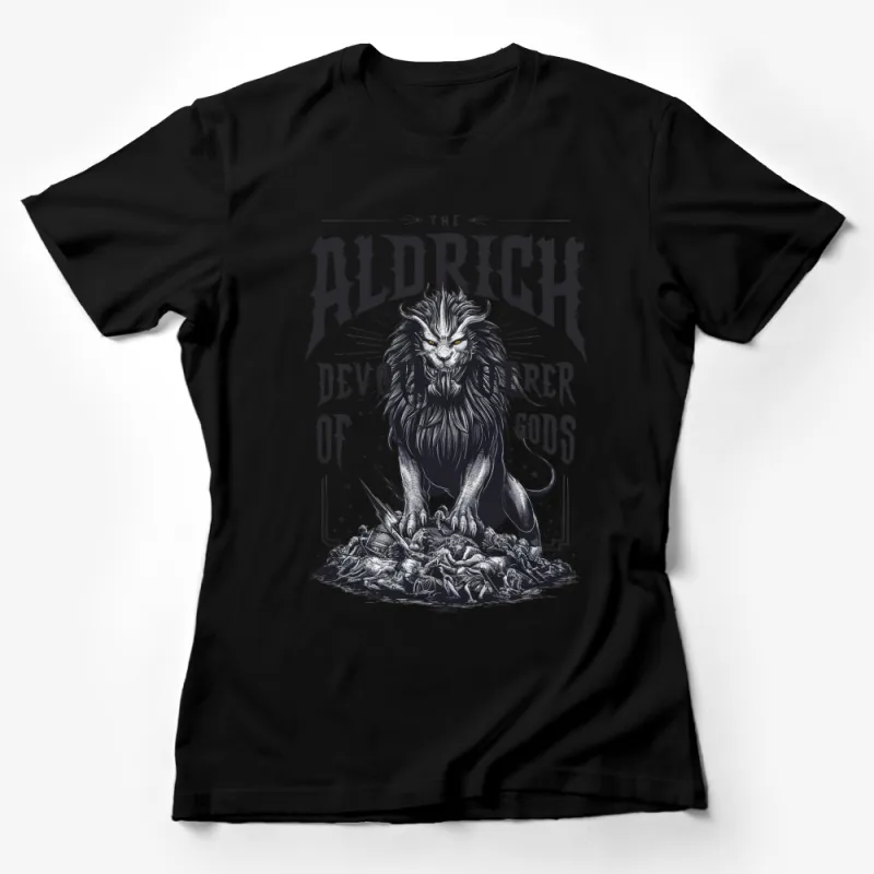 The Aldrich Devourer of Gods Graphic T-Shirt, Mythical Beast Tee, Dark Fantasy Art Clothing, Unique Monster Shirt Design Female T-Shirt