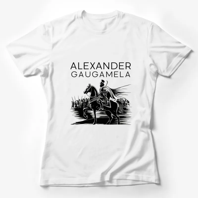 Alexander the Great Gaugamela Battle T-Shirt, Historical War Art Tee, Black and White Graphic Shirt Female T-Shirt