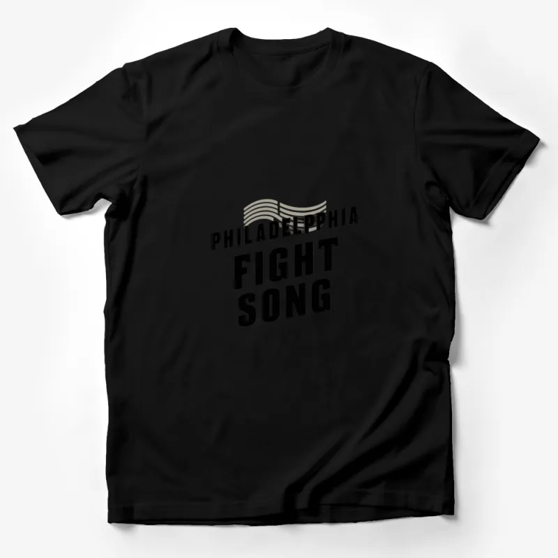 Philadelphia Fight Song Graphic T-Shirt, Black and White Text Design, Modern Urban Tee Male T-Shirt