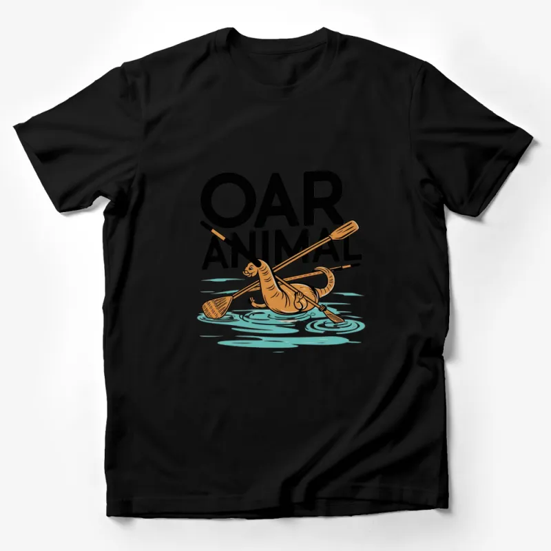 Oar Animal Otter Paddling Canoe Graphic T-Shirt, Cute Water Sports Tee, Unisex Adult Clothing, Nature Lover Gift Male T-Shirt