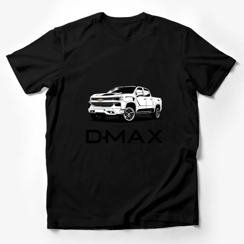 Chevy DMAX Truck Graphic T-Shirt, Men's Black and White Car Enthusiast Tee, Classic Pickup Design, Casual Wear Male T-Shirt