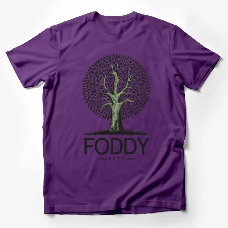 Foddy FKFE Tree Logo T-Shirt, Unisex Graphic Tee, Nature Lover Cotton Shirt, Artistic Tree Design Casual Wear Male T-Shirt