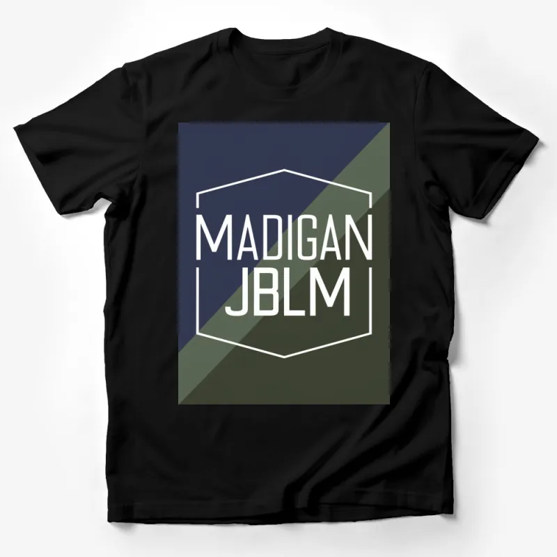 Madigan JBLM Graphic T-Shirt, Military Inspired Unisex Tee, Navy and White Hexagon Design Male T-Shirt