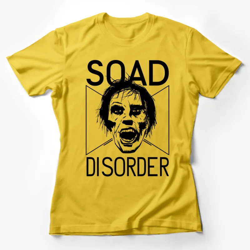 SOAD Disorder Graphic T-Shirt, Bold Face Illustration, Black and White Tee, Unisex Adult Clothing Female T-Shirt