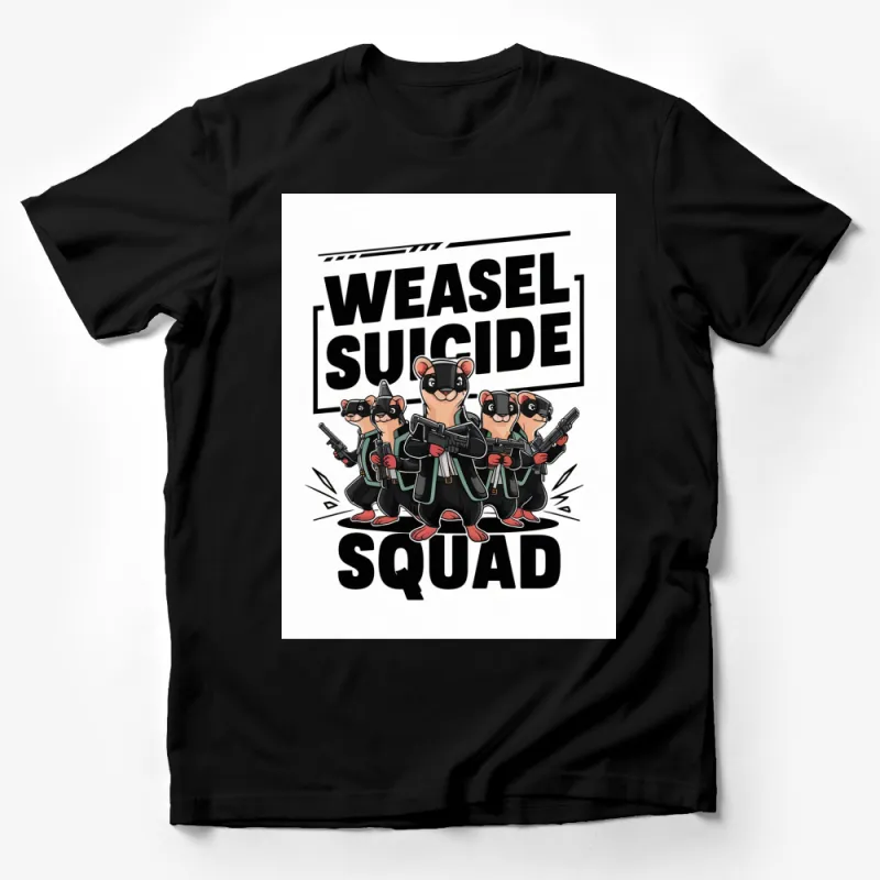 Weasel Suicide Squad Cartoon Graphic T-Shirt, Funny Animal Commando Tee, Unisex Adult Clothing Male T-Shirt