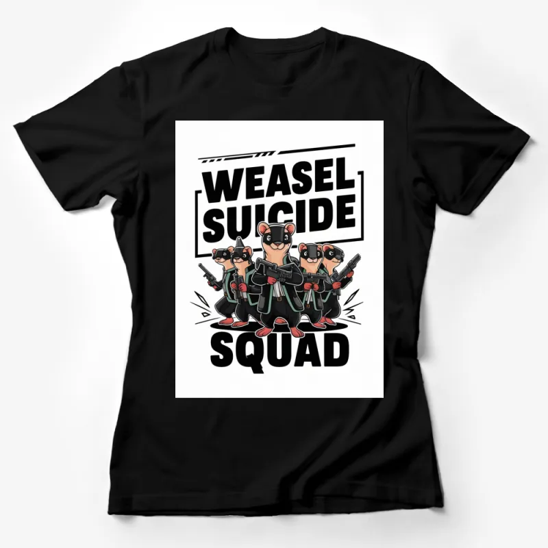 Weasel Suicide Squad Cartoon Graphic T-Shirt, Funny Animal Commando Tee, Unisex Adult Clothing Female T-Shirt