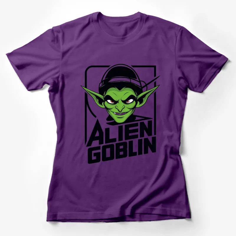 Alien Goblin Graphic T-Shirt, Fun Sci-Fi Cartoon Style Tee, Unique Extraterrestrial Character Design Female T-Shirt