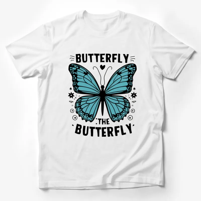 Butterfly Graphic T-Shirt, Blue Butterfly Love Tee, Unisex Nature Inspired Casual Top Male T-Shirt