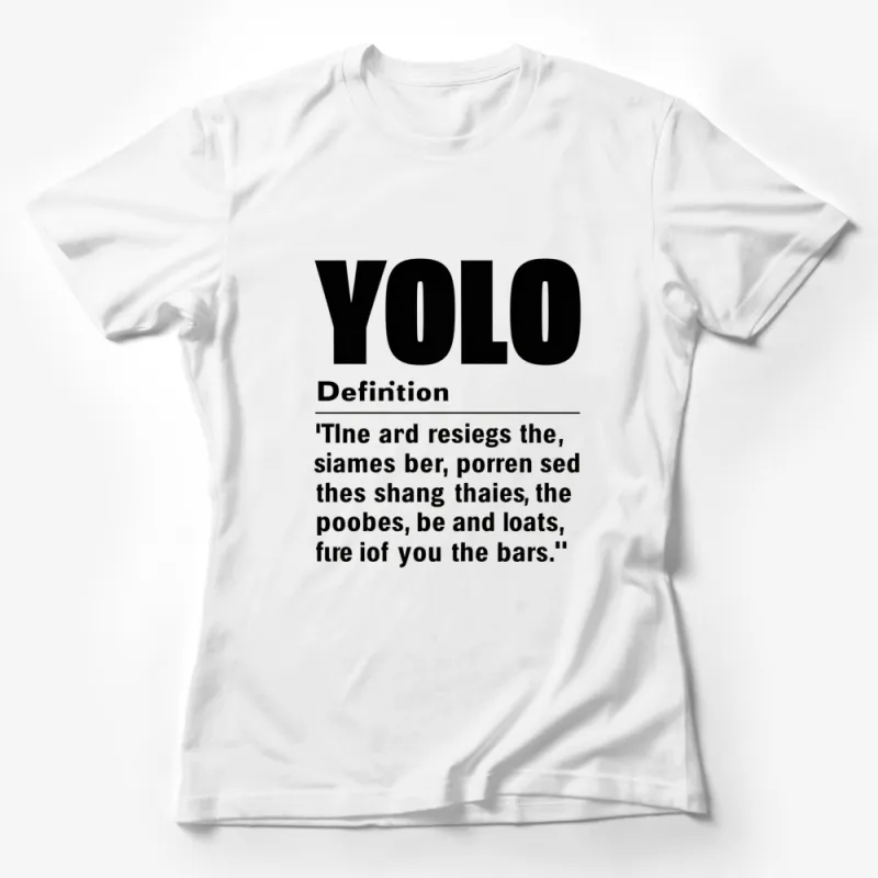 YOLO Definition Funny Quote T-Shirt, Unique Typographic Black and White Tee, Perfect Gift for Friends Female T-Shirt