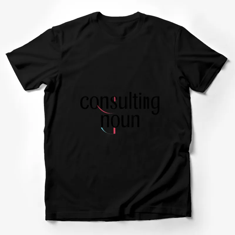 Consulting Noun Graphic Tee, Trendy Text Design T-Shirt, Black and Red, Modern Style Top, Unisex Apparel Male T-Shirt