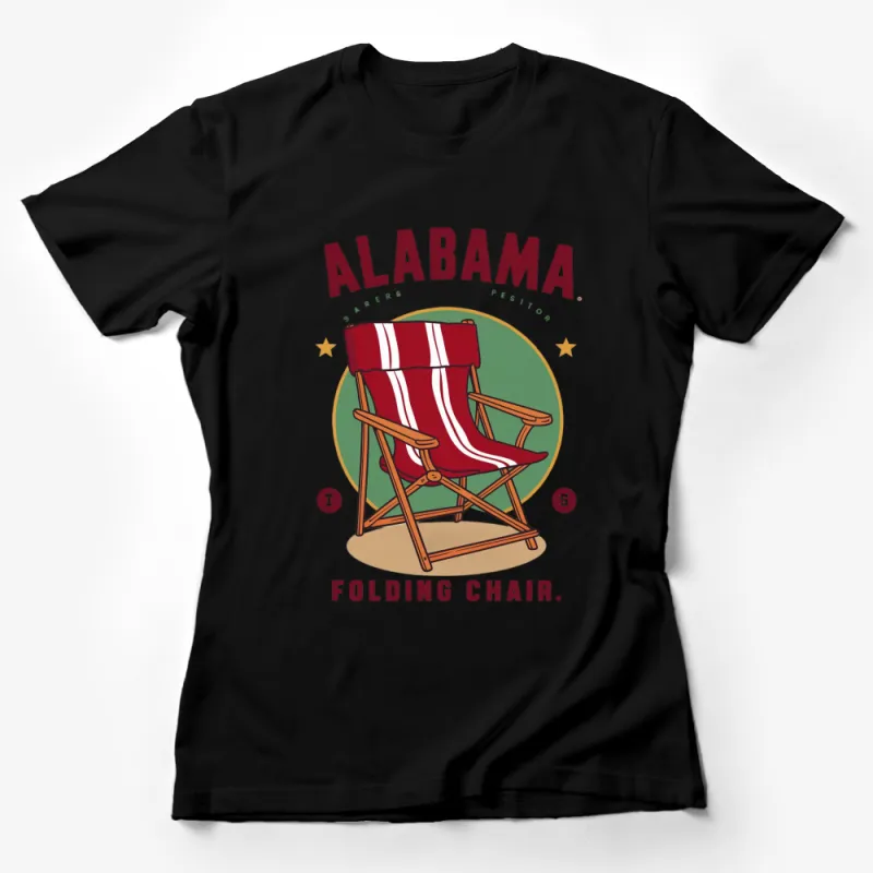 Alabama Folding Chair Vintage Style Graphic T-Shirt, Unisex Casual Wear, Retro Southern Tee Design Female T-Shirt