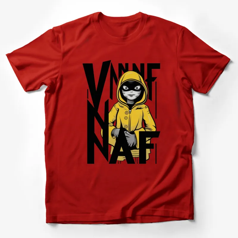 Bold Graphic T-Shirt With Yellow Hoodie Character, Urban Streetwear Tee, Unique Design Top Male T-Shirt