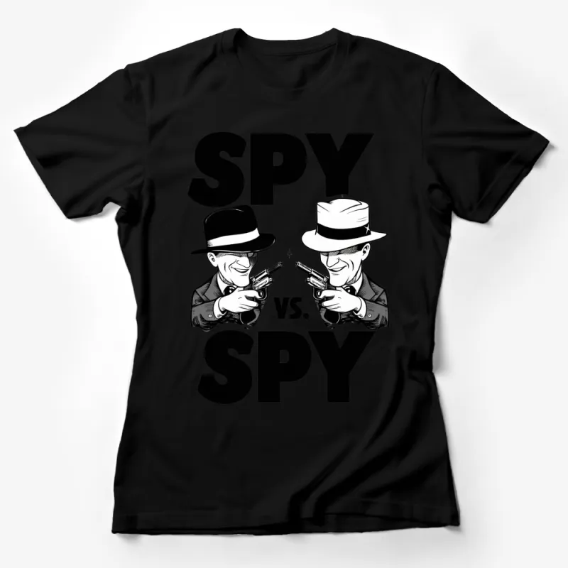 Spy vs Spy Graphic T-Shirt, Classic Black and White Comic Art, Unisex Vintage Style Spy Tee Female T-Shirt