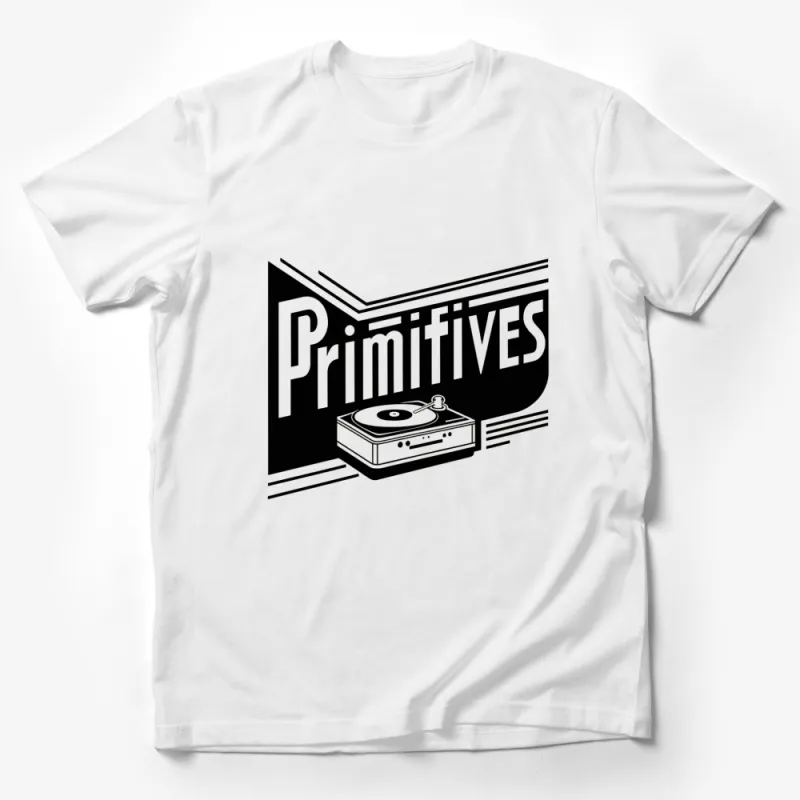 Vintage Turntable Primitives Graphic T-Shirt, Retro Vinyl Record Player Tee, Music Lover Gift, Cool DJ Top Male T-Shirt