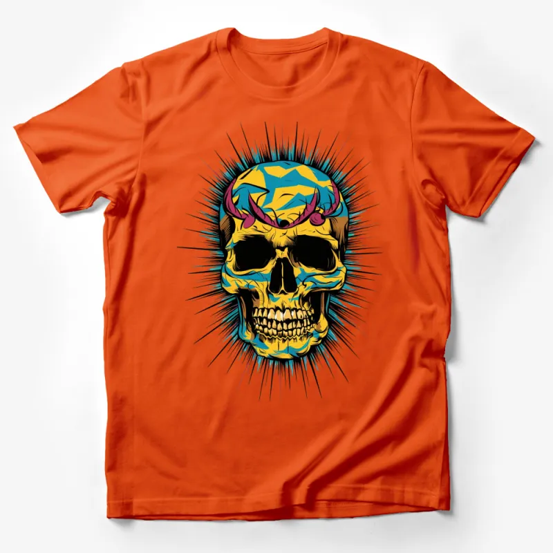 Vibrant Pop Art Skull T-Shirt, Colorful Abstract Skull Design, Unisex Graphic Tee Male T-Shirt