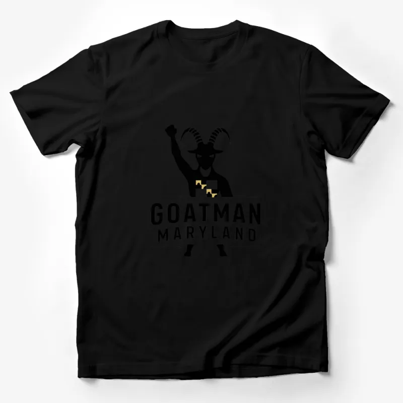 Goatman Maryland Graphic T-Shirt, Black and White Mythical Creature Tee, Unique Cryptozoology Design Apparel Male T-Shirt