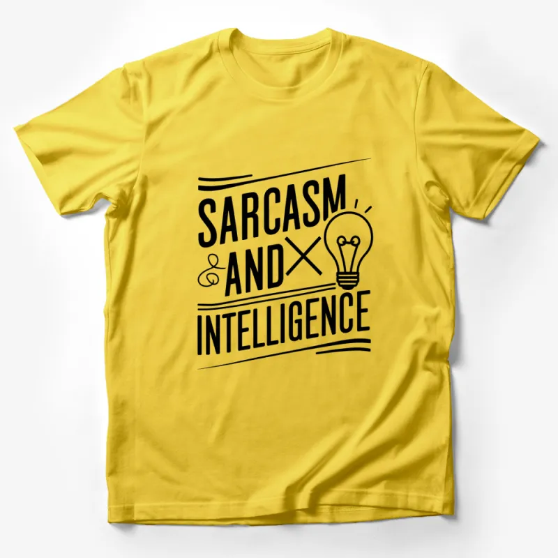 Sarcasm and Intelligence Graphic T-Shirt, Light Bulb and Music Note Design, Black and White Tee, Unisex Male T-Shirt