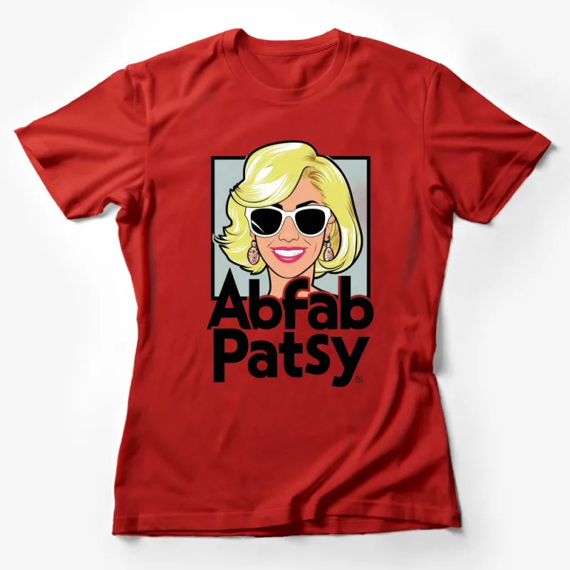 Abfab Patsy Iconic Cartoon Blonde Hair Sunglasses T-Shirt, Retro Style Graphic Tee, Fun Pop Culture Apparel Female T-Shirt