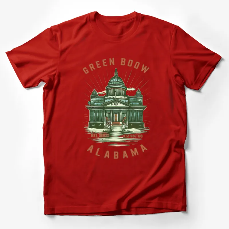 Vintage Alabama Capitol T-Shirt, Green Bow Design, Retro Bel Airess Graphic Tee, Unisex Male T-Shirt