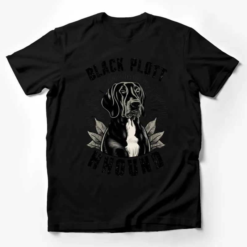 Black Plott Hound Graphic T-Shirt, Unisex Dog Lover Tee, Vintage Style Canine Design, Animal Shirt Male T-Shirt