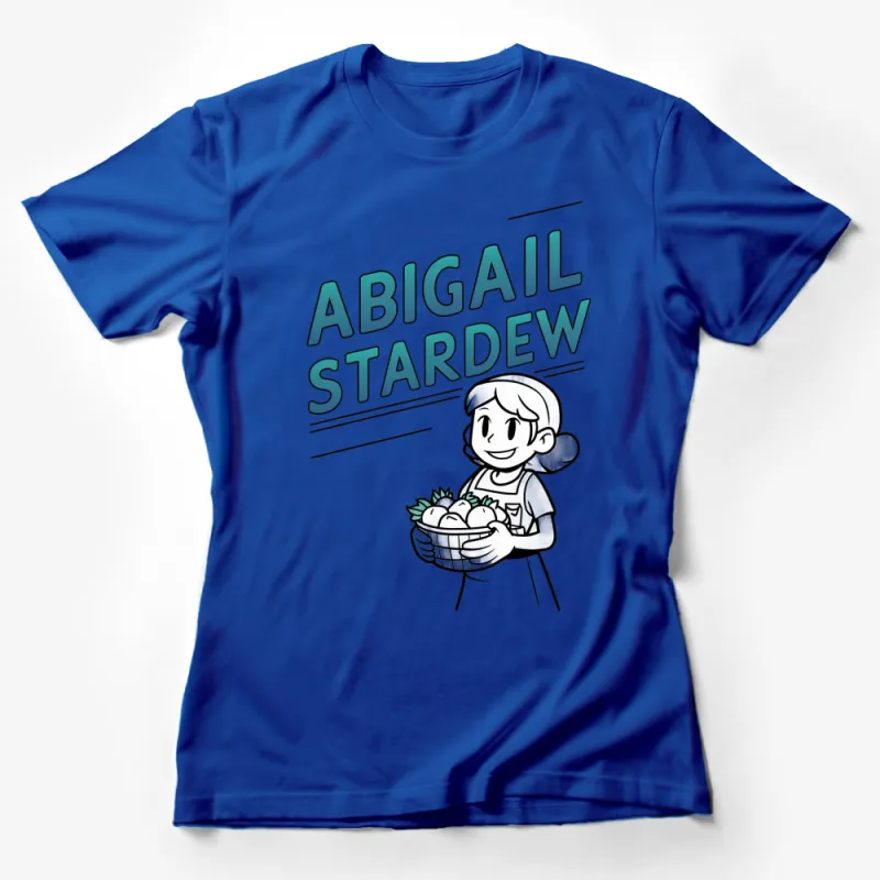 Abigail Stardew Graphic T-Shirt, Farming Video Game Inspired, White Tee for Fans Female T-Shirt