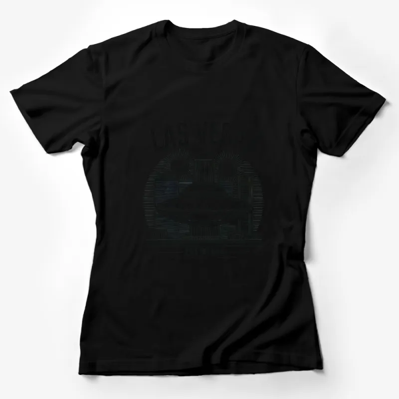 Las Vegas Skyline T-Shirt, Retro UFO Graphic Tee, Vintage Black and White Design, Unisex Female T-Shirt