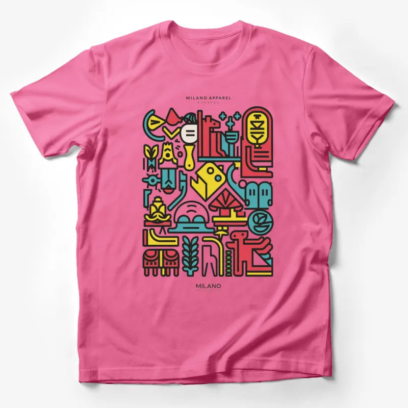 Colorful Abstract Art T-Shirt, Modern Graphic Tee, Unique Design, Unisex Fashion Top Male T-Shirt