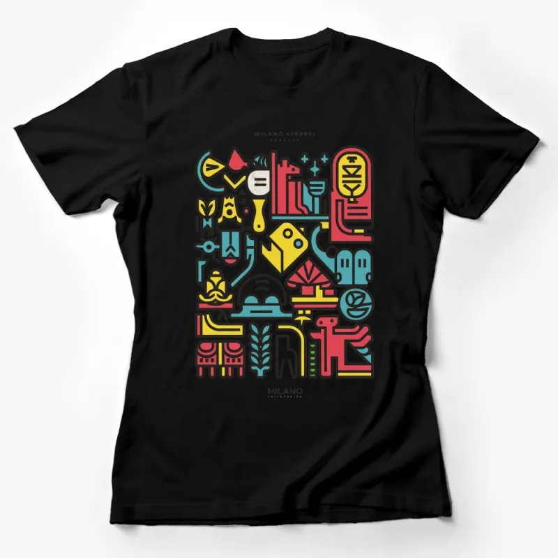 Colorful Abstract Art T-Shirt, Modern Graphic Tee, Unique Design, Unisex Fashion Top Female T-Shirt