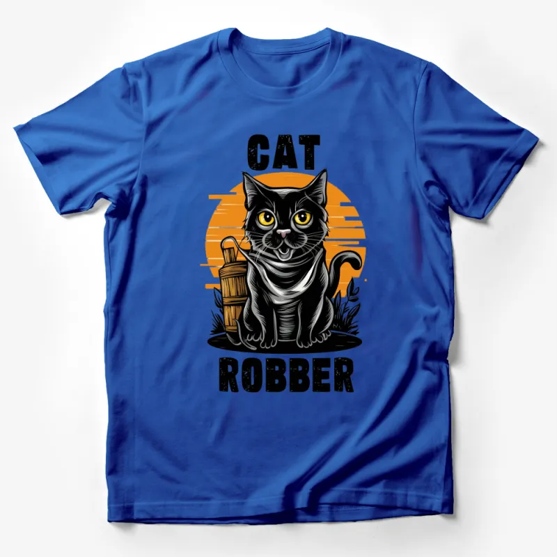 Cat Robber Graphic T-Shirt, Cute Cat Burglar Art, Unique Pet Lover Gift, Funny Cat T-Shirt Design Male T-Shirt