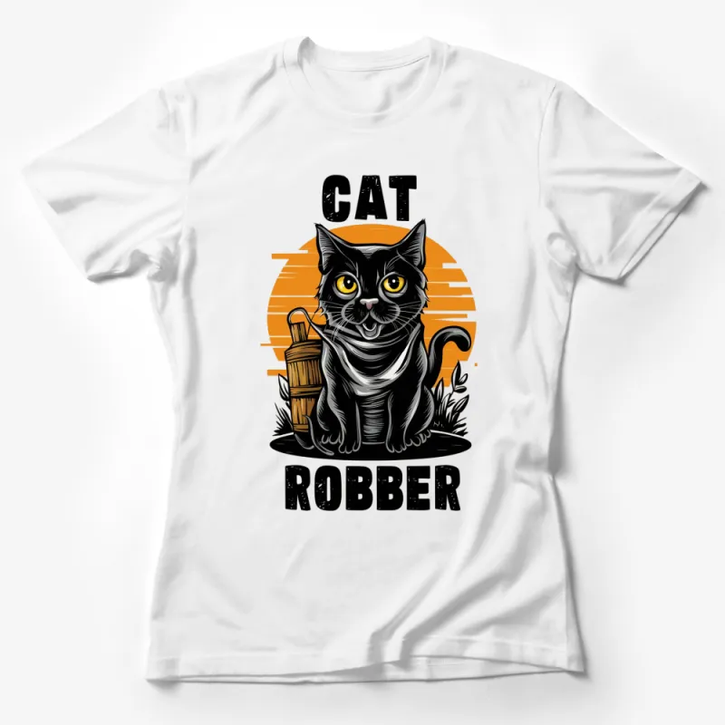 Cat Robber Graphic T-Shirt, Cute Cat Burglar Art, Unique Pet Lover Gift, Funny Cat T-Shirt Design Female T-Shirt