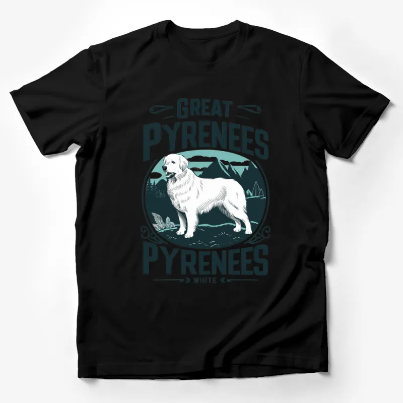 Great Pyrenees Dog T-Shirt, Mountain Graphic Tee, Pet Lover Gift, White Unisex Shirt Male T-Shirt