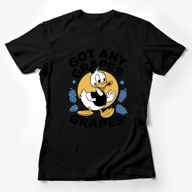 Vintage Cartoon Duck T-Shirt, Got Any Grapes? Phrase, Funny Graphic Tee, Unisex Clothing Female T-Shirt