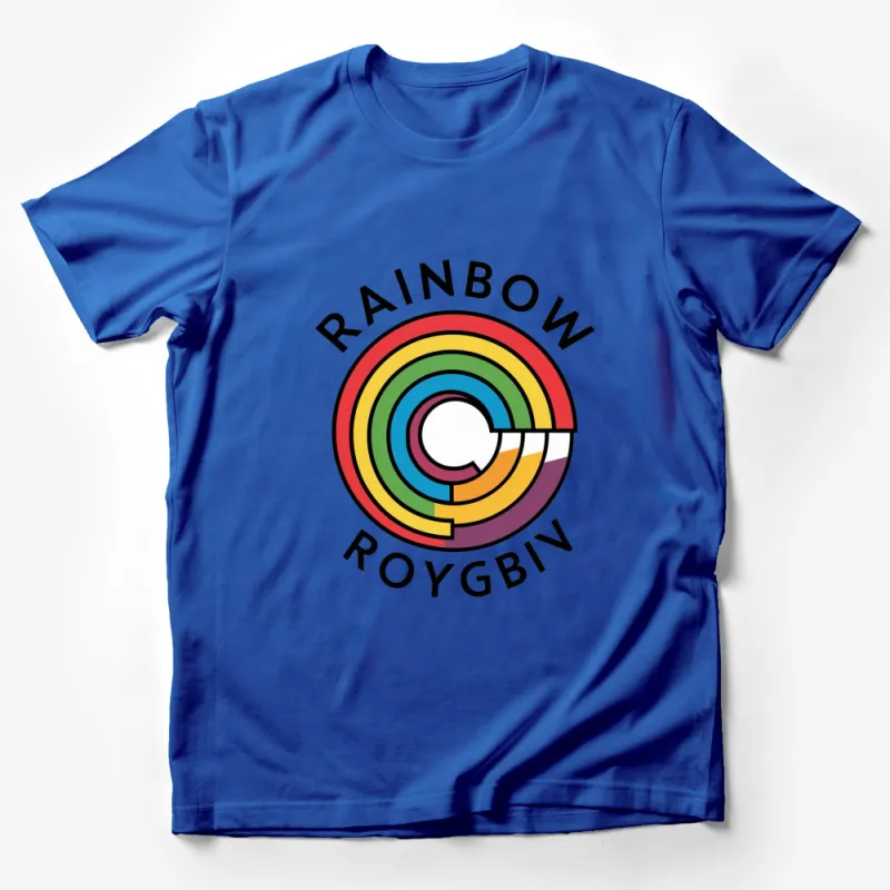 Colorful Rainbow Circle Design T-Shirt, Unisex Graphic Tee with Modern Color Palette Male T-Shirt