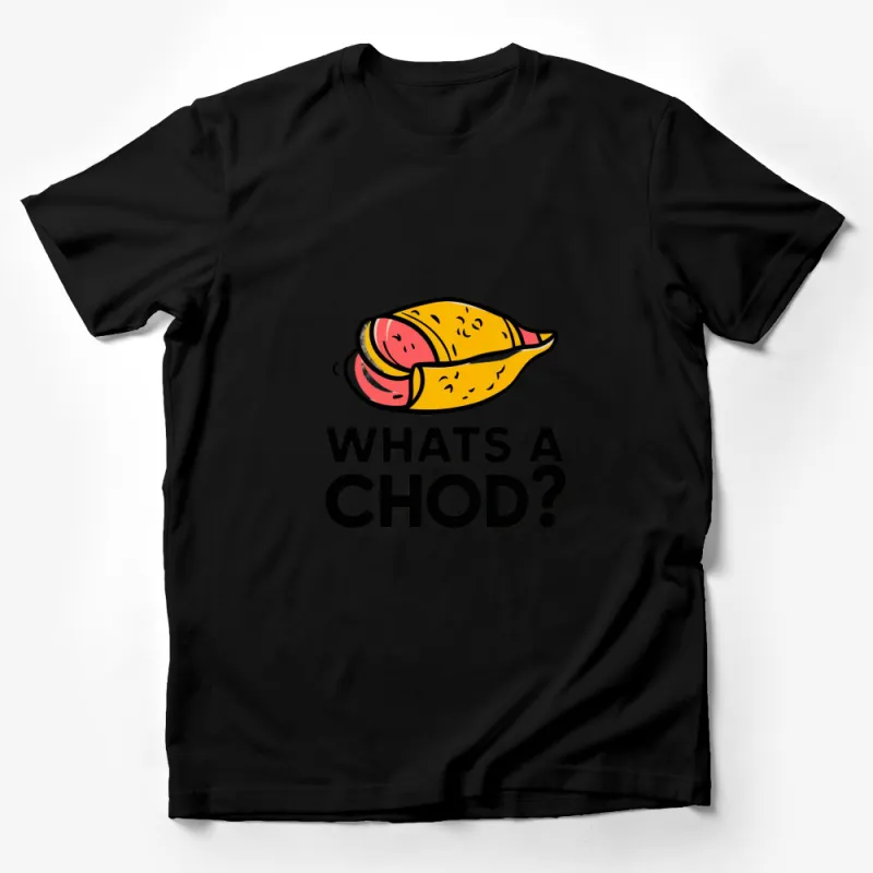 Funny Sausage Graphic T-Shirt What's a Chod? Quote, Quirky Food Tee, Unique Illustrated Shirt Male T-Shirt