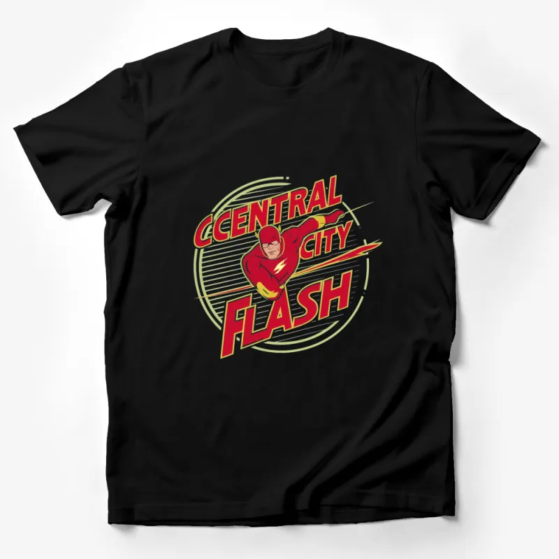 Central City Flash T-Shirt, Red Superhero Graphic Tee, Comic Book Style Shirt Male T-Shirt