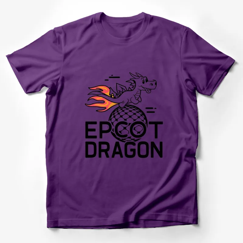 Epcot Dragon T-Shirt, Fiery Winged Dragon Cartoon, Fantasy Lover Tee, Unisex Graphic Shirt Male T-Shirt