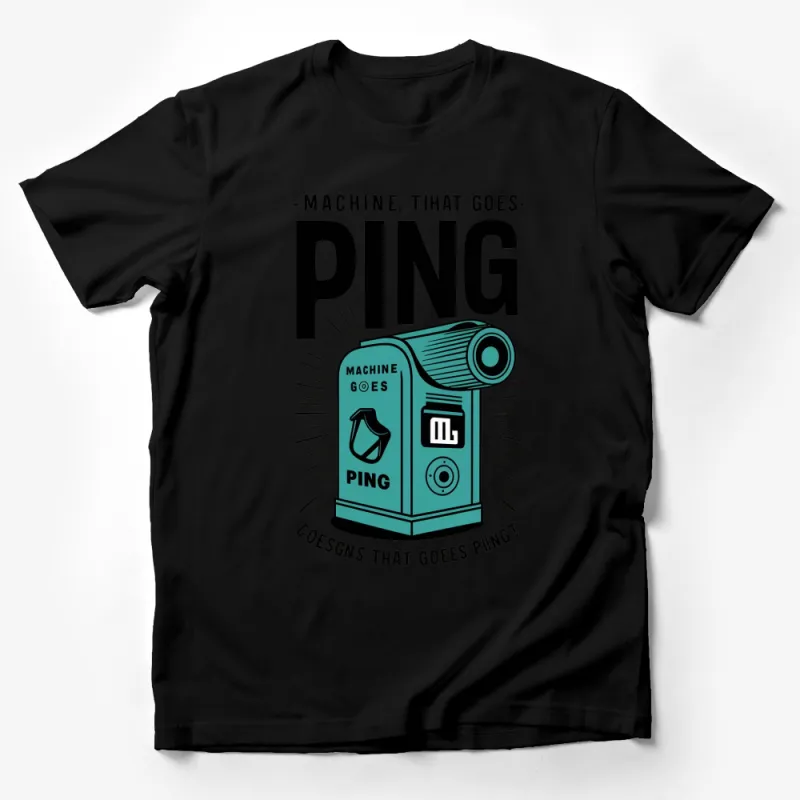 Retro Ping Machine Graphic T-Shirt, Vintage Style Cool Tech Design, Unisex Casual Wear Male T-Shirt