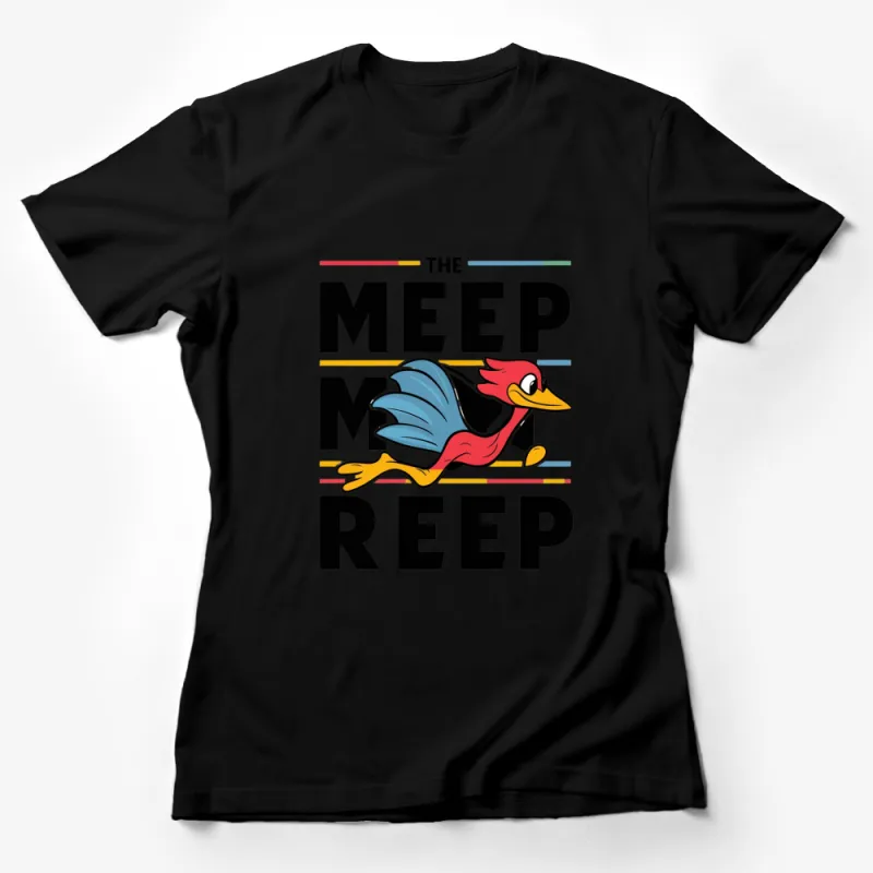 Colorful Cartoon Bird The Meep Meep Graphic Tee, Unisex T-Shirt, Retro Style Casual Wear Female T-Shirt