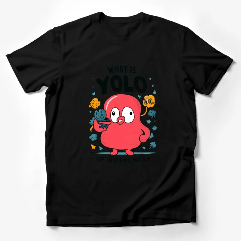 Funny YOLO Red Monster T-Shirt, Cute Graphic Tee, Unique Gift Idea, Trendy Slogan Top Male T-Shirt